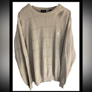 IZOD Men’s Size Xl 100% cotton long sleeve pullover tan beige brown SWEATER